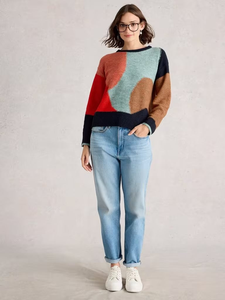 White Stuff Freya Abstract Jumper - Navy Multi