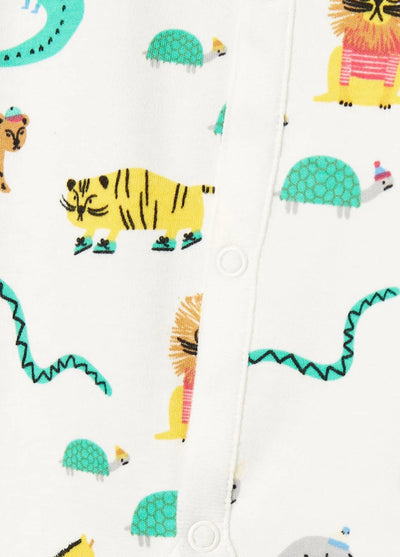 Joules Baby Razamataz Cotton Babygrow - Cream Zoo Print