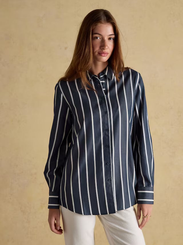 Joules Women’s Claudia Navy Cream Stripe Boyfriend Shirt