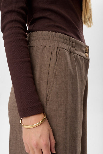 Numph Ladies Nushelly Pants In Brown Lentail Melange, Shelly Trousers