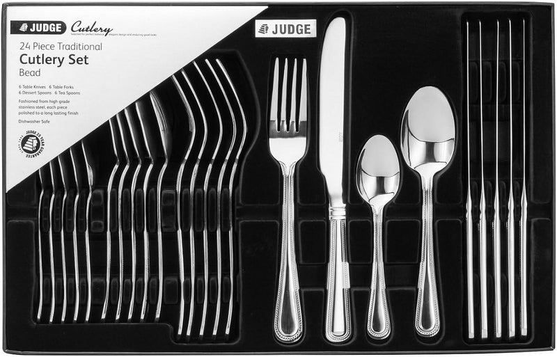 Judge 24 Piece Beaded Cutlery Set Stainless Steel Boxed 25 Year Guarantee