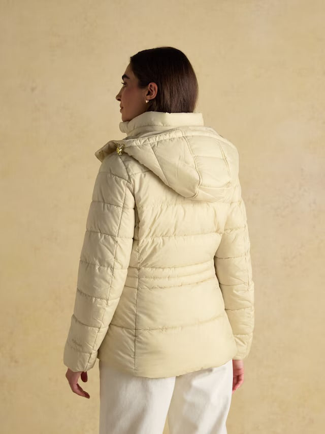 Joules Women’s Hadlow Neutral Showerproof Padded Coat with Hood