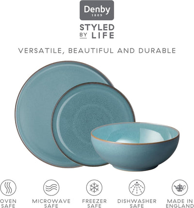 Denby Azure Coupe 12 Piece Tableware Set
