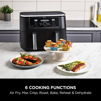 NINJA Foodi MAX Dual Zone AF400UK Air Fryer 2 Drawers 9.5L 6-in-1