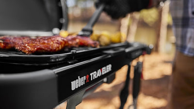 Weber Traveler Compact Portable Gas Grill BBQ with Travel Cart