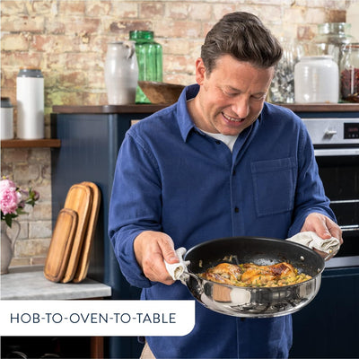 Tefal Jamie Oliver Cook's Classics Stainless Steel Shallow Pan 30cm Non-Stick Coating, Induction Pot E3069034