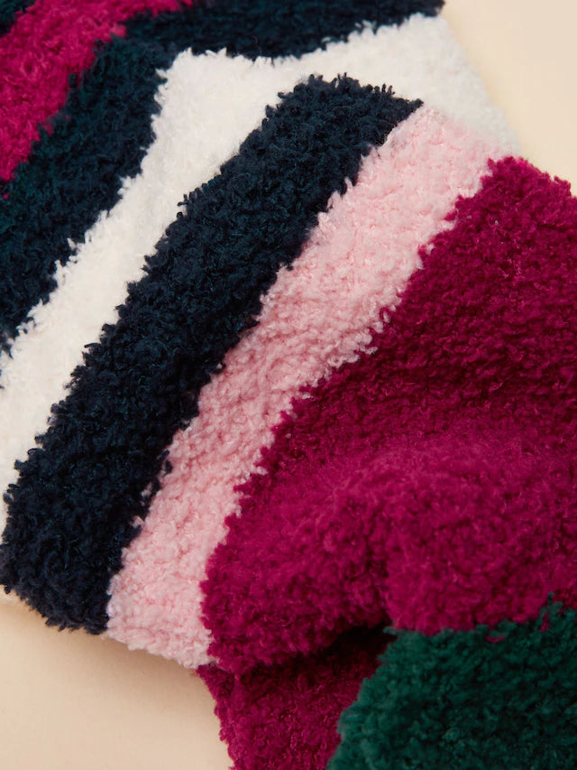Joules Fluffy Berry Red Fluffy Socks