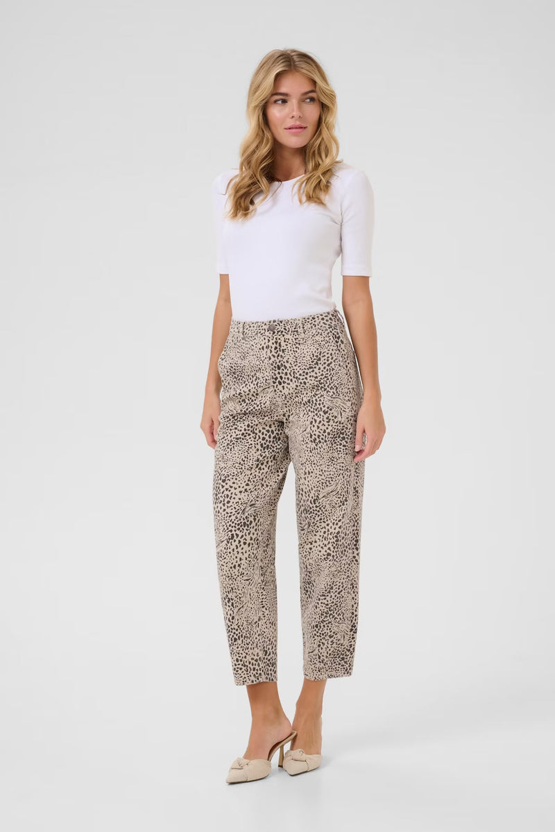 Kaffe Women’s KAlisa Cropped Jeans - Abstract Leopard