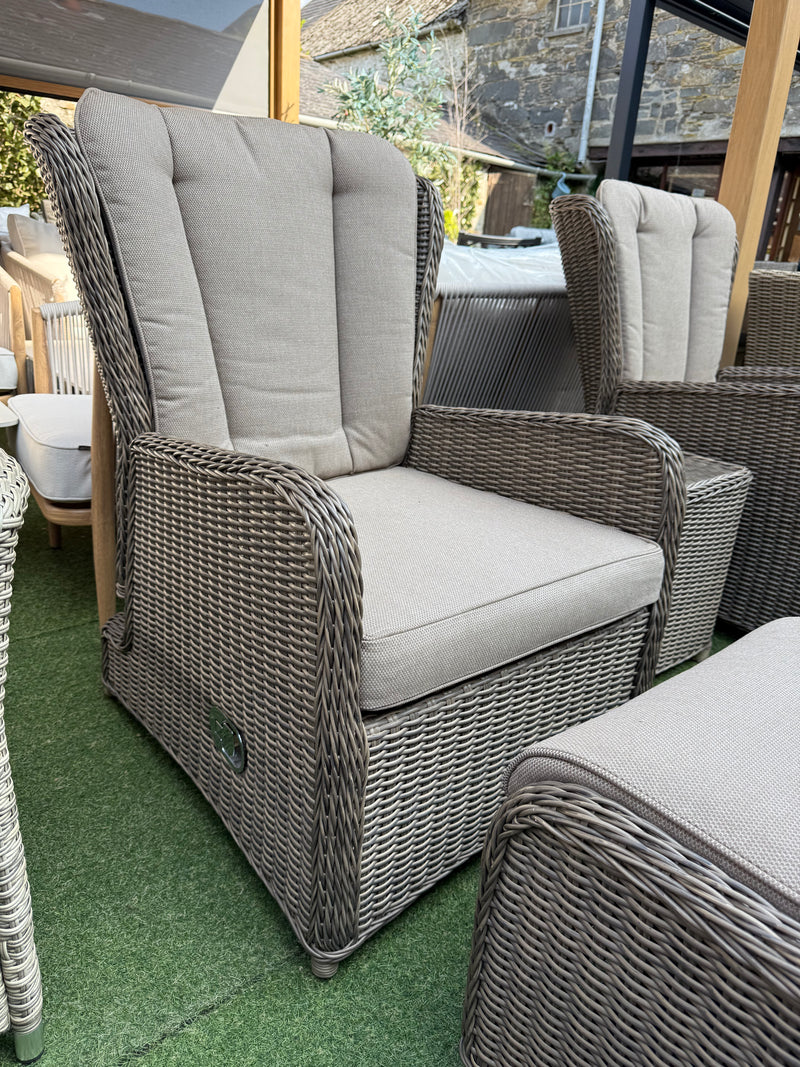Elba Reclining High Back Lounge Set With Footstools & Side Table