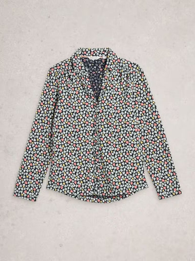 White Stuff Women’s Annie Jersey Mid Length Shirt in Blue MLT