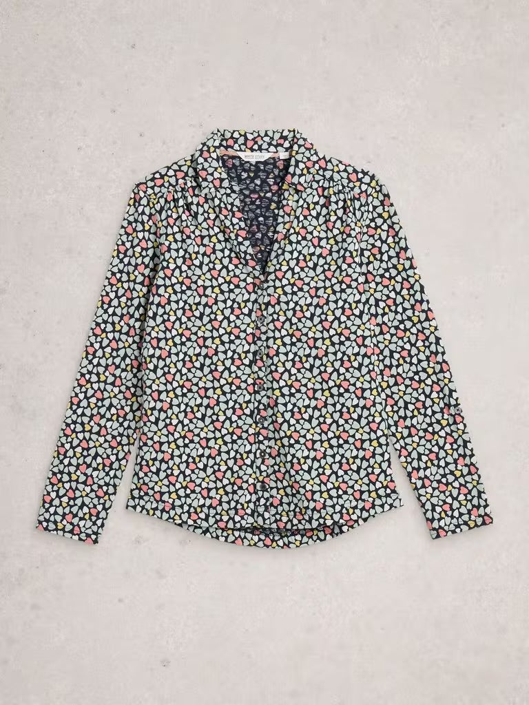 White Stuff Women’s Annie Jersey Mid Length Shirt in Blue MLT