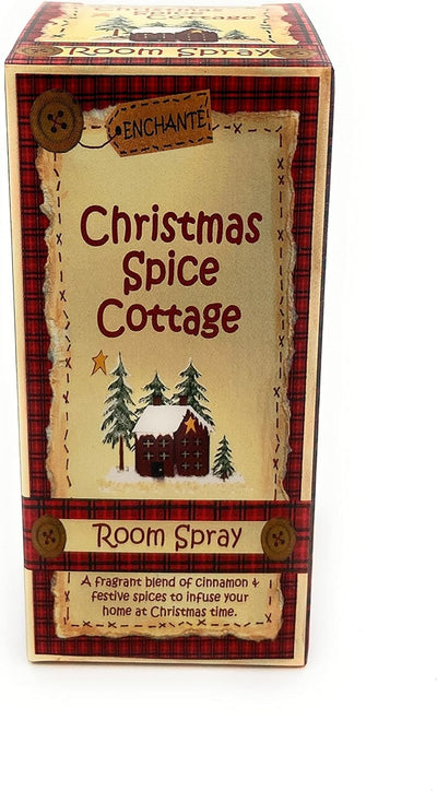 Enchante Christmas Cottage Spice Home Scent Collection Includes Room Spray, Reed Diffuser, Fragranced Sachet, Reviver Oil
