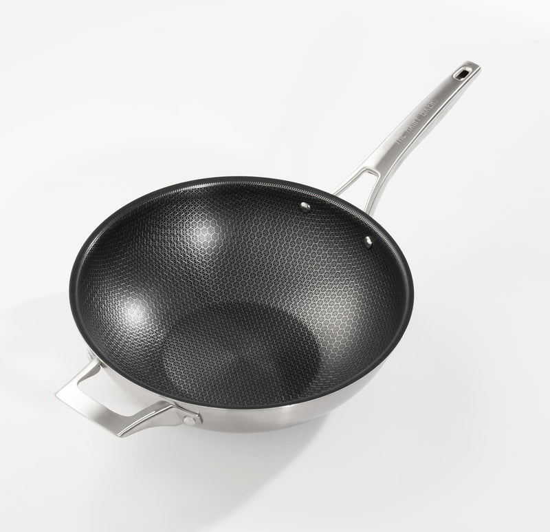 Hex Guard 30cm Wok, Hairy Bikers, Metal Tool Safe, Non-Stick, Oven Safe, PFOA Free, Suitable for All Hobs, Professional, Stainless Steel