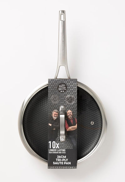 Hex Guard 26cm Saute Pan Hairy Bikers, Metal Tool Safe, Non-Stick, Oven Safe, PFOA Free, Suitable for All Hobs, Professional, Stainless Steel