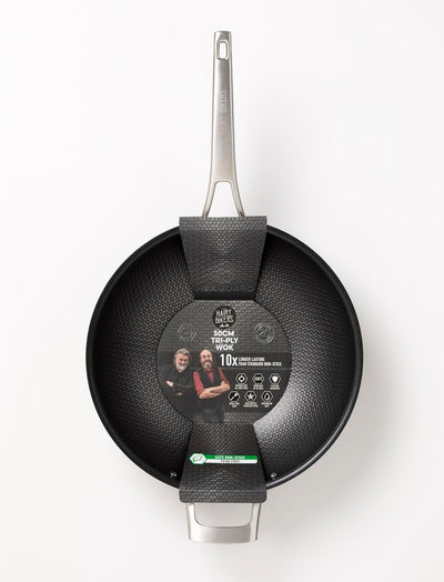 Hex Guard 30cm Wok, Hairy Bikers, Metal Tool Safe, Non-Stick, Oven Safe, PFOA Free, Suitable for All Hobs, Professional, Stainless Steel