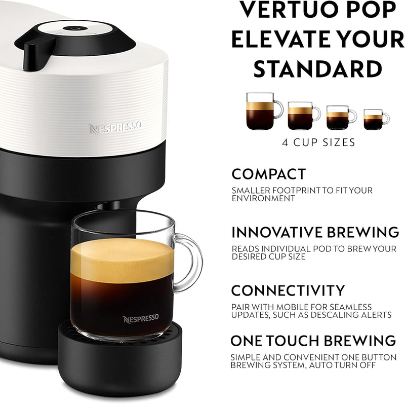 Nespresso Vertuo Pop Coffee Pod Machine By Krups Coconut White XN920140