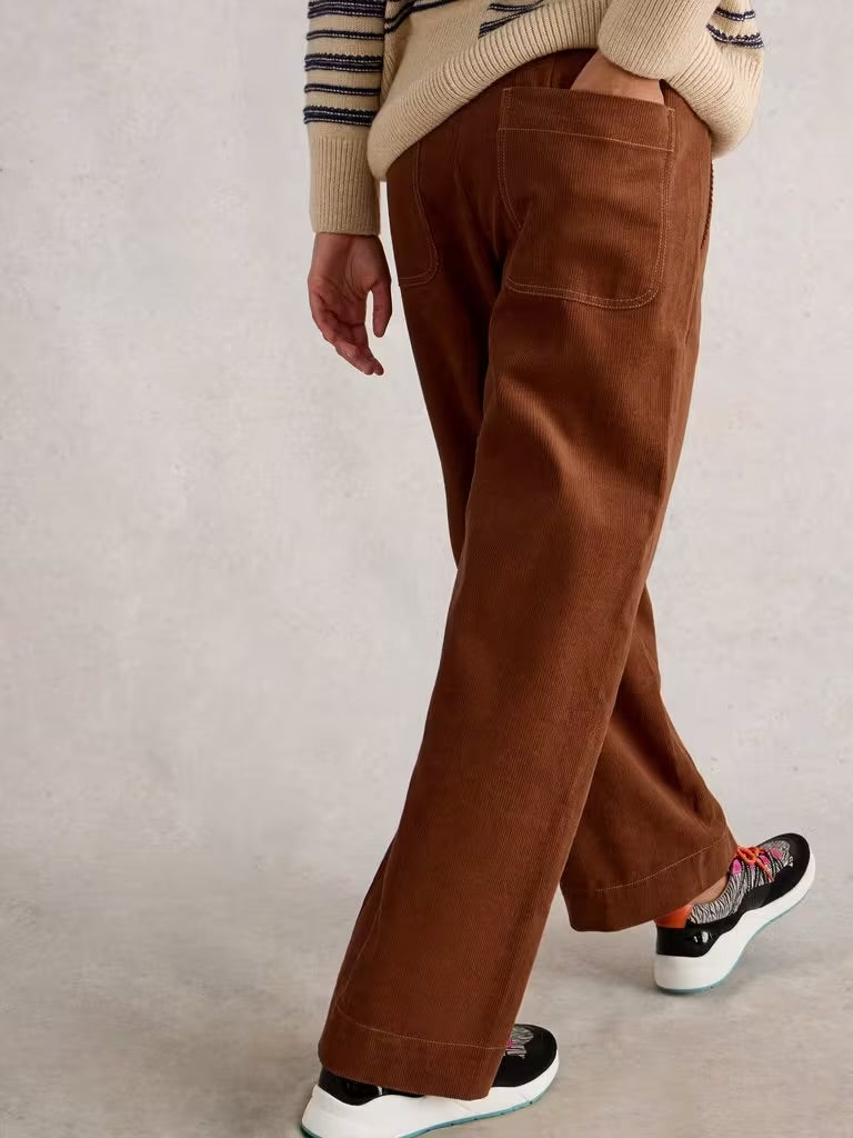White Stuff Women’s Clara Cord Wide Leg Trouser in Dark Tan