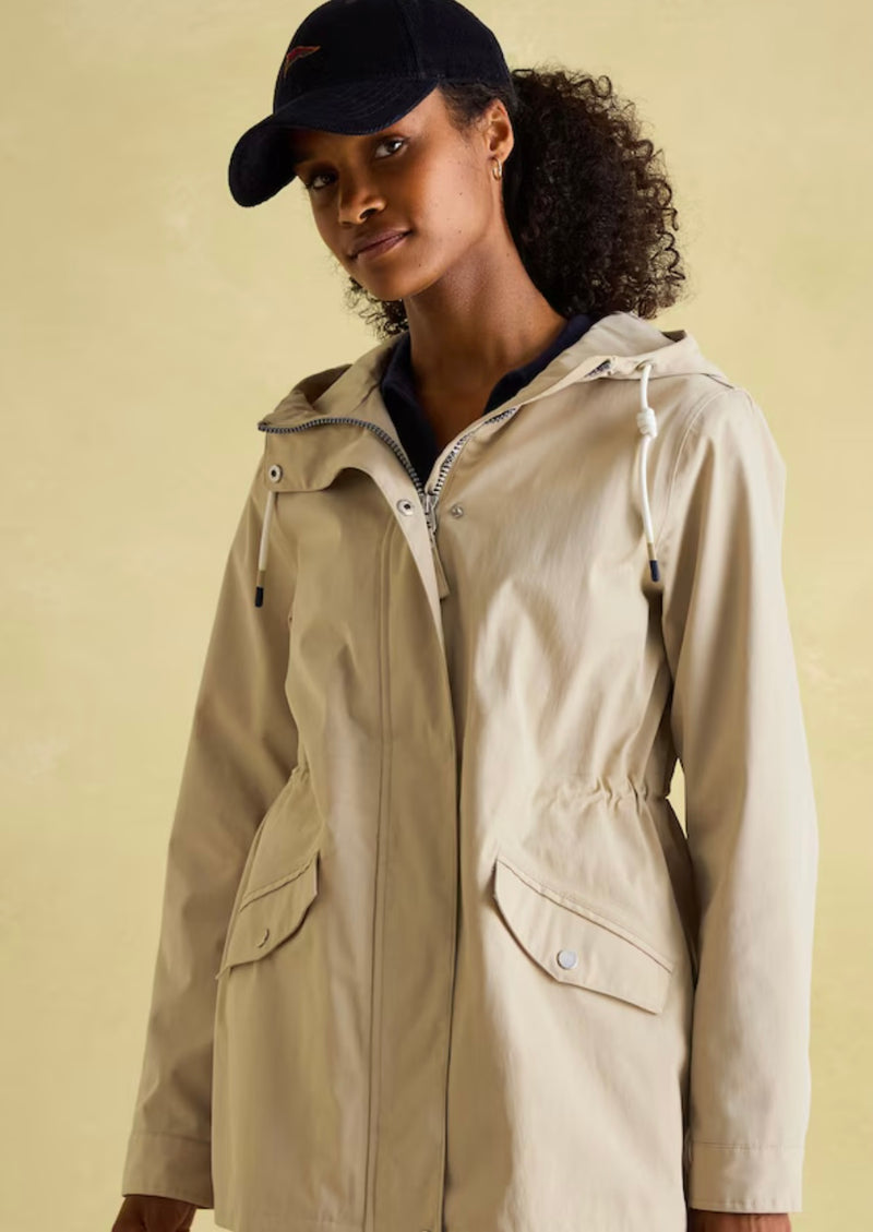 Joules Women’s Portwell Waterproof Raincoat With Hood - Neutral