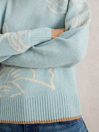 White Stuff Fenella Floral Jumper Blue