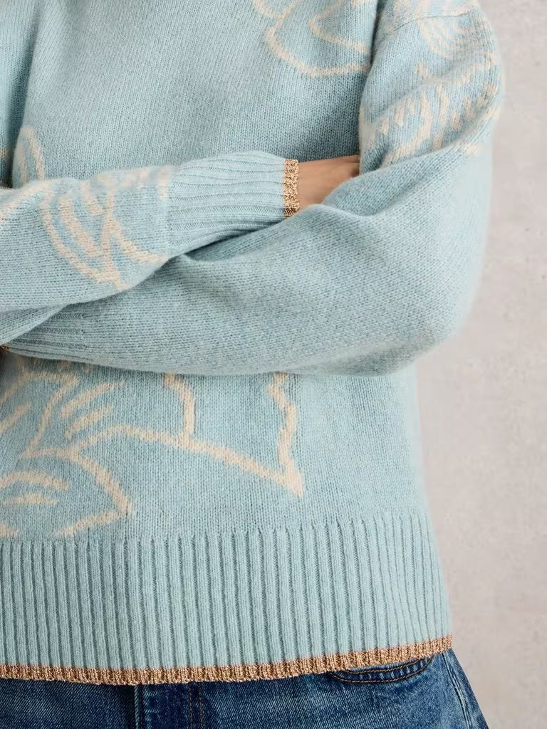 White Stuff Fenella Floral Jumper Blue