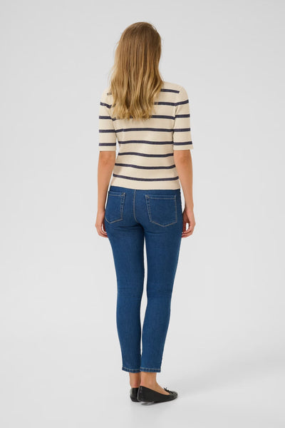Kaffe Women’s KAmorita Cardigan - Silver White / Blue Stripe
