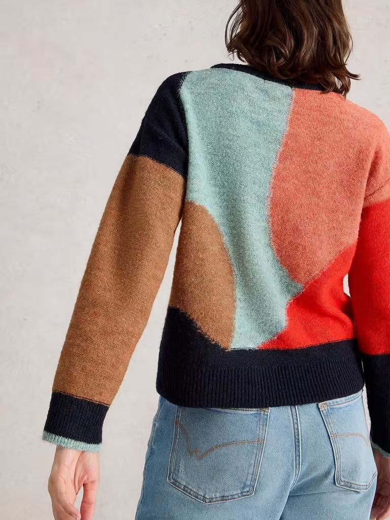 White Stuff Freya Abstract Jumper - Navy Multi