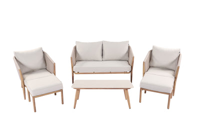 Portico 2 Seat Lounge Set Wood Effect Aluminium Frame