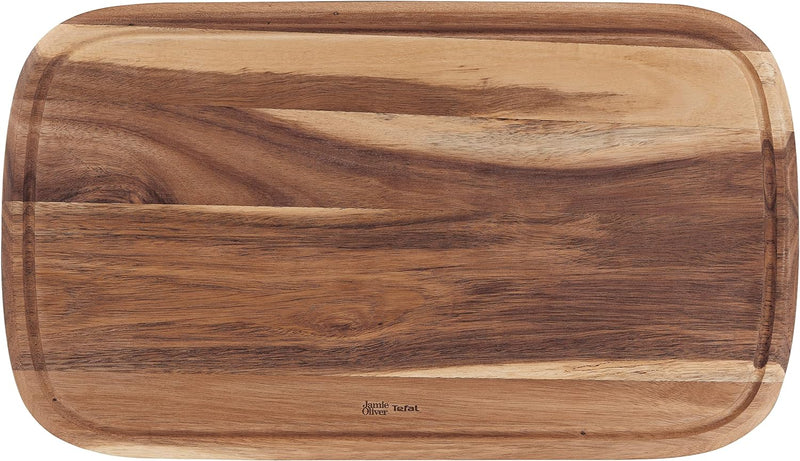 Jamie Oliver by Tefal K26810 Chopping Board Large 49cm x 28cm x 2.2 cm Acacia Wood FSC Certified with Practical Juice Groove for Cutting Food Serving Brown
