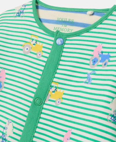 Joules Baby Razamataz Cotton Babygrow - Green Farm Print