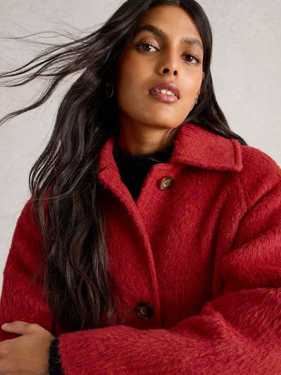 White Stuff Women’s Kelsey Wool Blend Coat in Bright Red