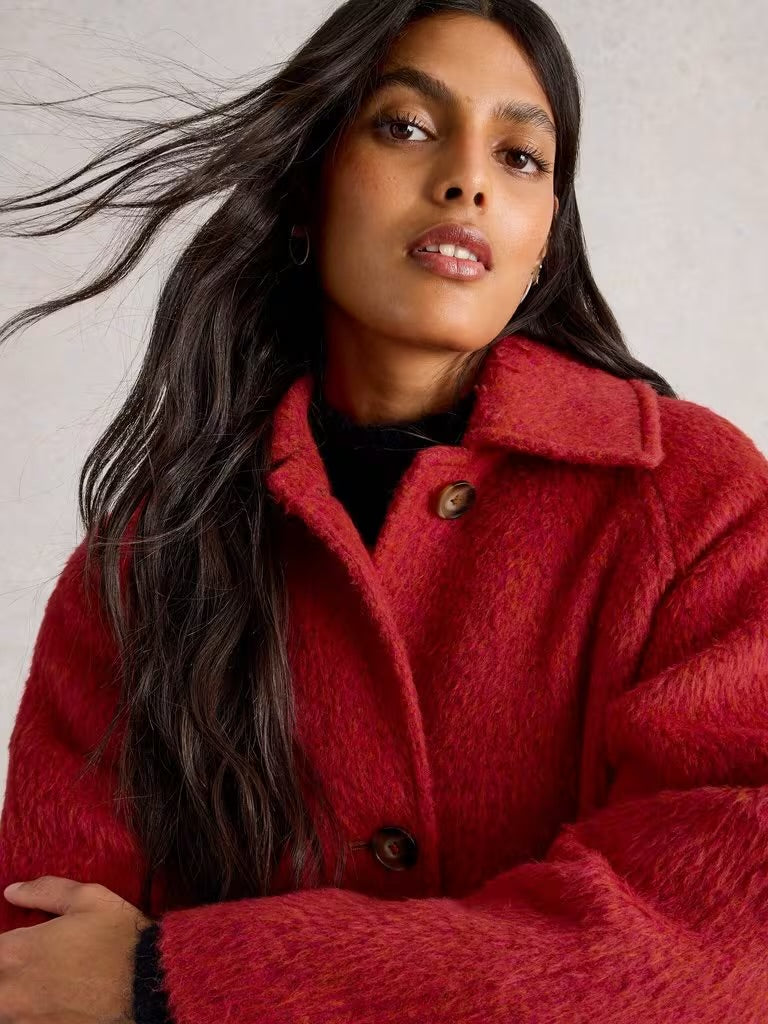 White Stuff Women’s Kelsey Wool Blend Coat in Bright Red