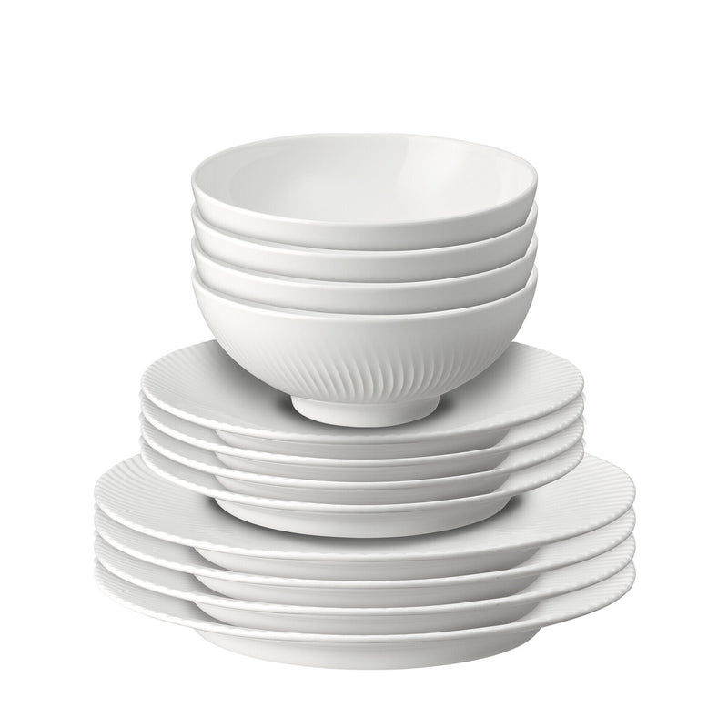 Denby Porcelain Arc White 12 Piece Tableware Set