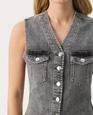 Part Two JaniellePW Grey Denim Waistcoat