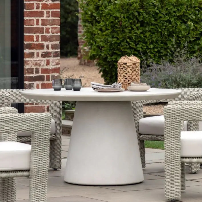 Hvar Concrete 6 Seater Round Dining Set