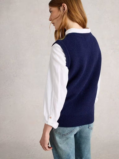 White Stuff Women’s Lottie Fairisle Tank in Navy Multi
