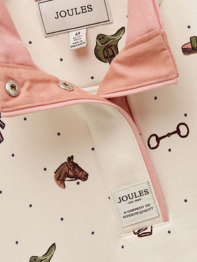 Joules Girls' Burnham Cream Funnel Neck Sweatshirt in Cream