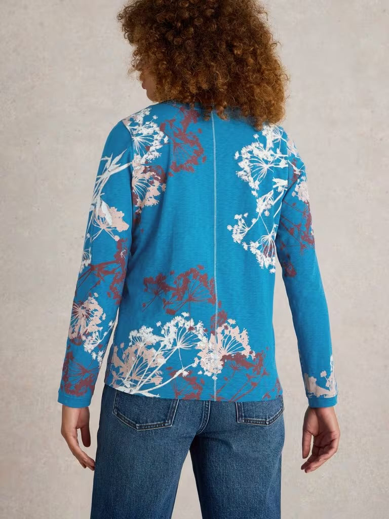 White Stuff Women’s Nelly LS Tee in Blue MLT