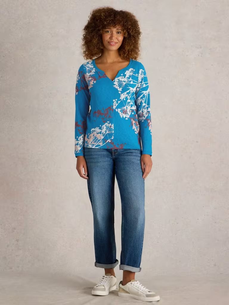 White Stuff Women’s Nelly LS Tee in Blue MLT