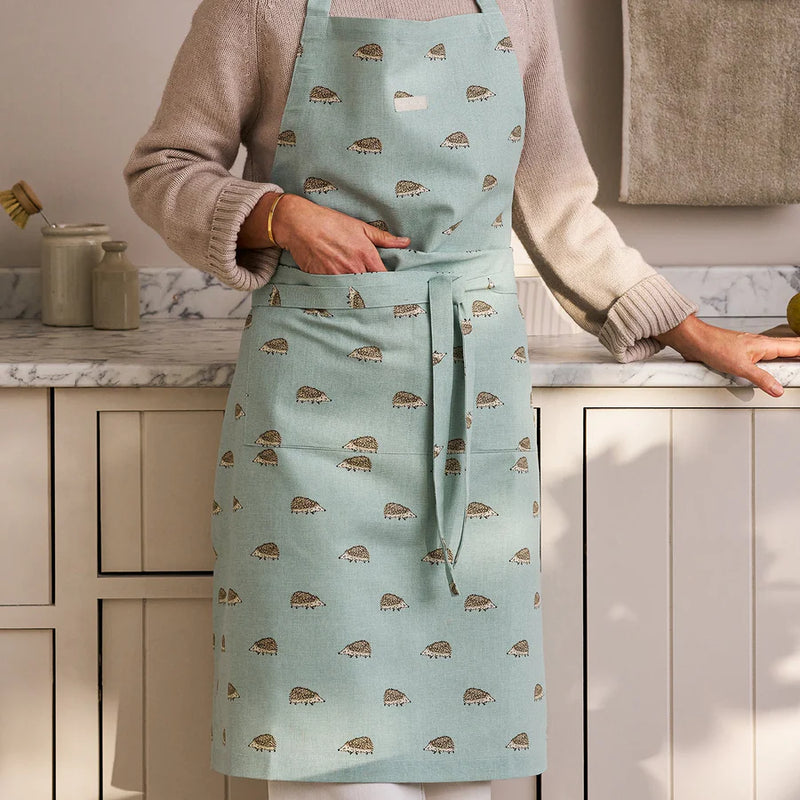 Sophie Allport Adult Apron Hedgehogs Pale Green