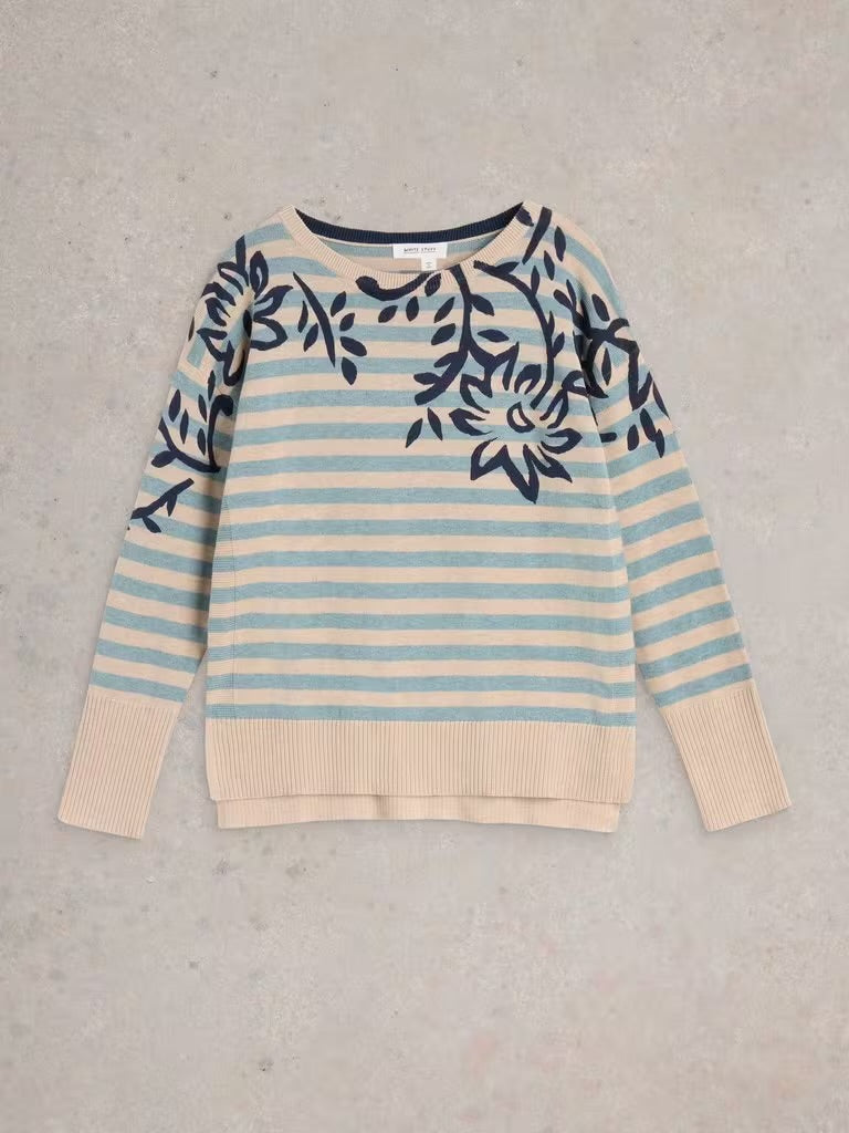 White Stuff Women’s Olive Print Jumper in Green MLT