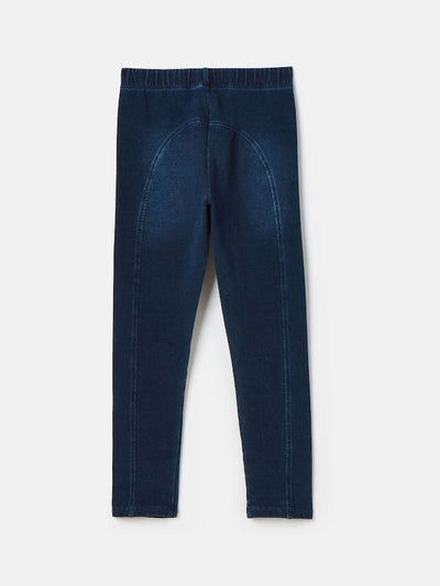 Joules Girls' Trot Dark Wash Blue Jersey Denim Jodphur-Style Leggings