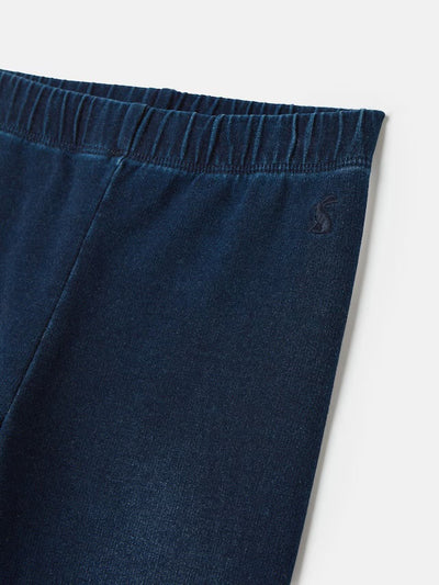 Joules Girls' Trot Dark Wash Blue Jersey Denim Jodphur-Style Leggings