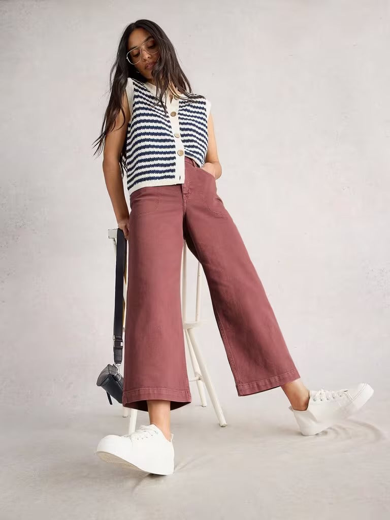 White Stuff Women’s Tia Wide Leg Crop Jean - Mid Pink