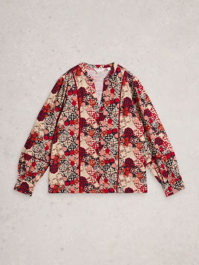 White Stuff Women’s Paloma Long Sleeve Top in Red Multi