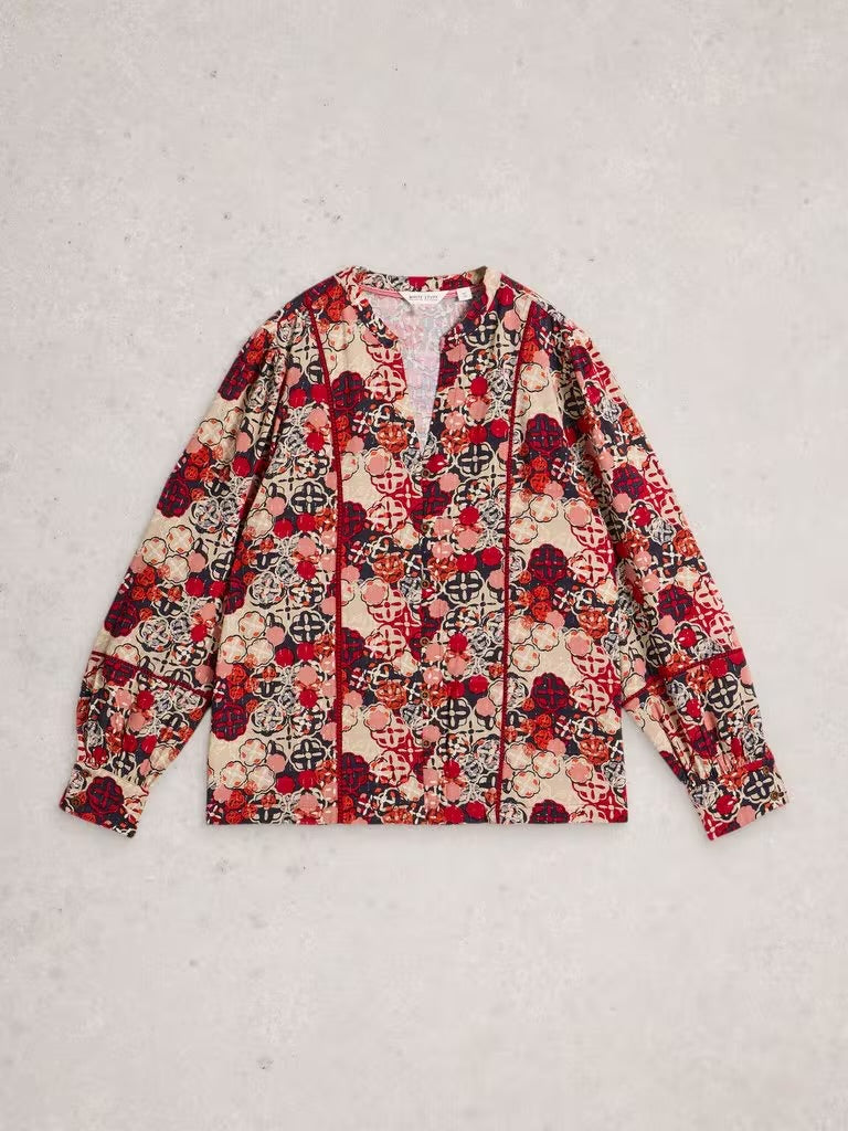 White Stuff Women’s Paloma Long Sleeve Top in Red Multi