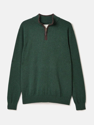 Joules Men’s Hillside Dark Green Quarter Zip Knitted Jumper