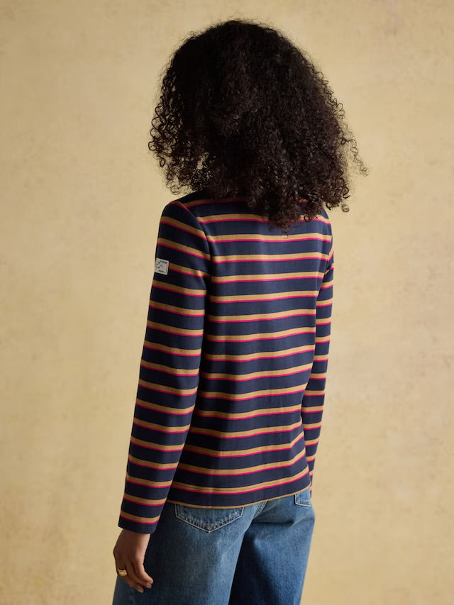 Joules Women’s Harbour Tan/Navy Boat Neck Breton Top