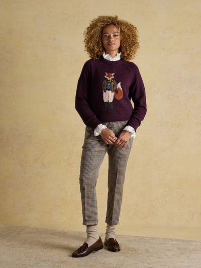Joules Women’s Jonty Wine Red Crew Neck Intarsia Jumper