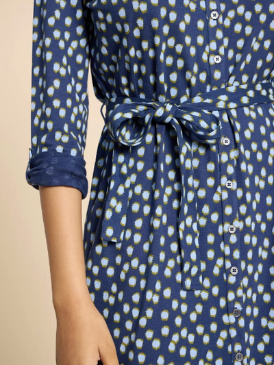 White Stuff Ladies Annie Jersey Shirt Dress in Navy Print