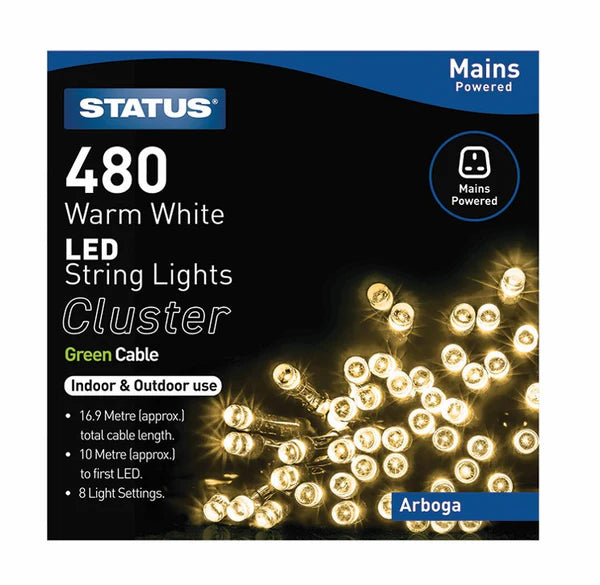 Status 480 Warm White Indoor/Outdoor Mains Cluster LED Lights